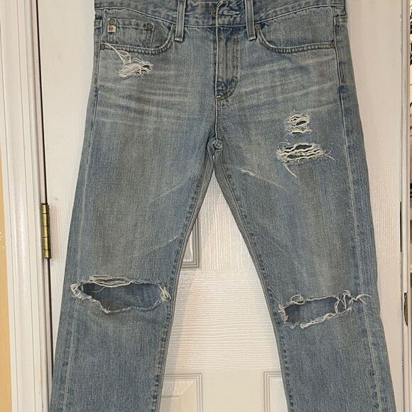 AG WOMEN’S 100%COTTON SLOUCHY SLIM CROP JEANS ZIPPERED GREAT CONDITION - Picture 2 of 8